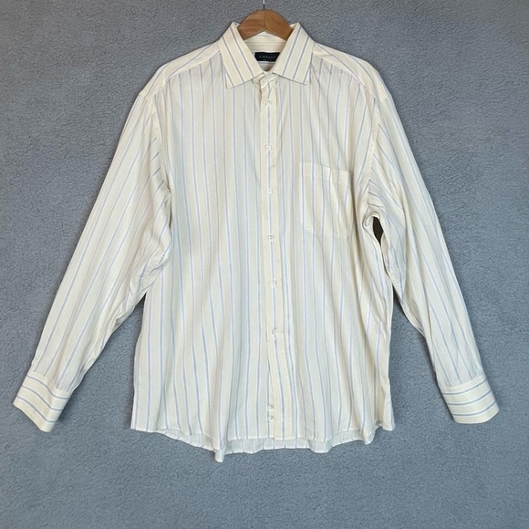 Canali Shirt Mens  Striped Button Up Preppy Casual Italy 46 / 18 Multi Color - Picture 1 of 10